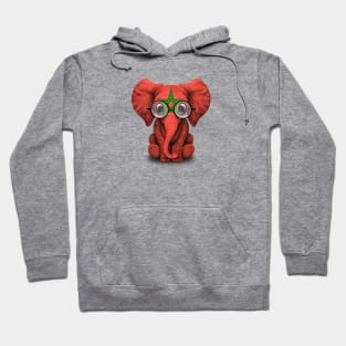 Baby Elephant with Glasses and Moroccan Flag Hoodie